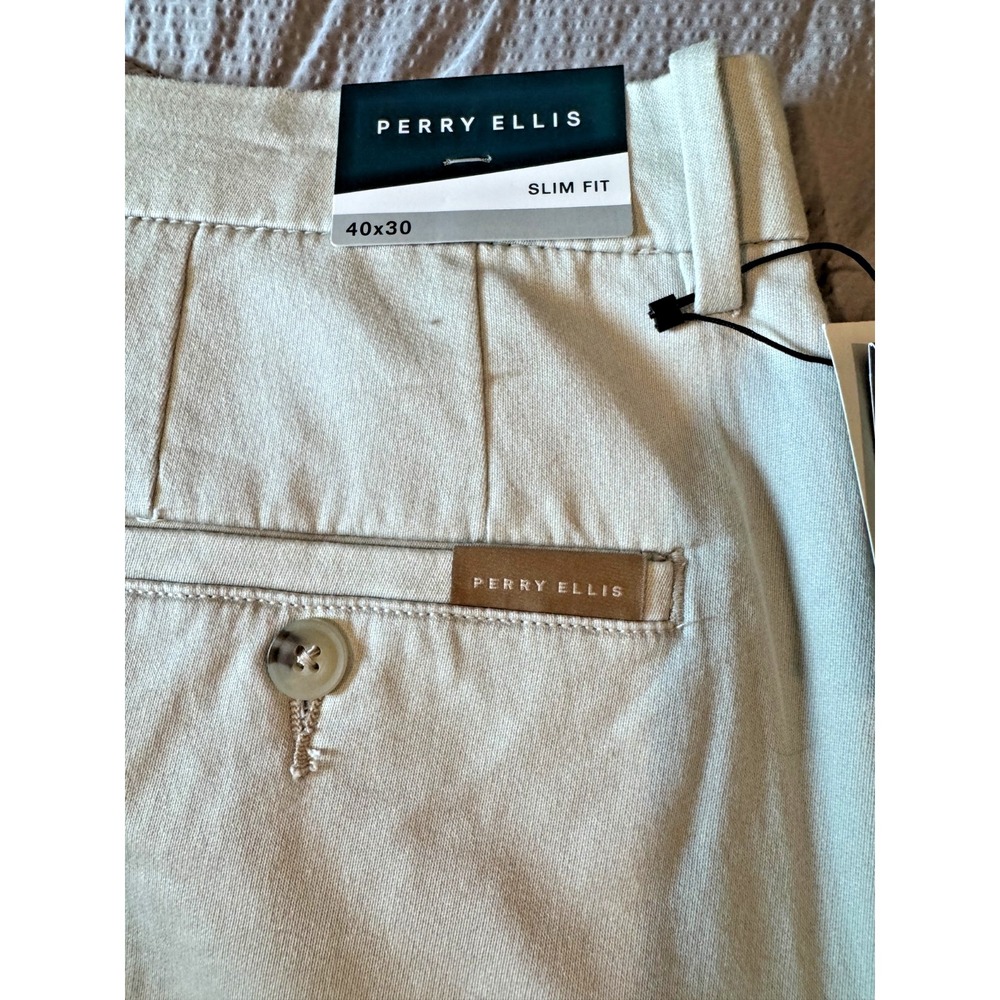 NEW Perry Ellis Anywhere Pants Men's 40x30 Stretch Slim Fit Stone MSRP $89.50 - Picture 3 of 11